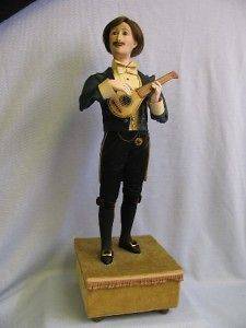 22 Ca.1890 Musical Paper Mache Automaton Mandolin Man