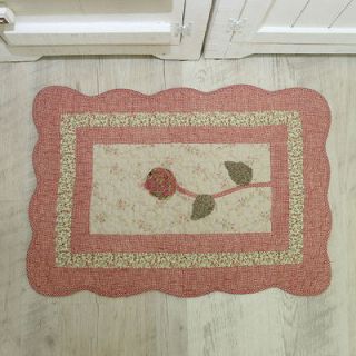 Country Red Flower Quilted Floor Mat Rug, Door mat, Bath Mat / NEW