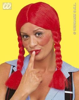 Red Plait Wig Country Bumpkin Rag Doll Bunches Farmers Wife Fancy 