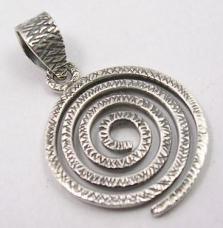 925 Solid Silver Wonderful HAMMERED SPIRAL Indian Jewelry Pendant 3 