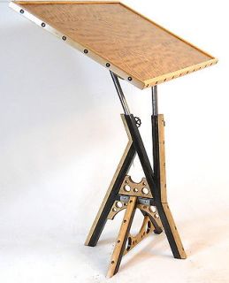 1of2 Maple Drafting Table Computer Drawing Art Desk Vintage Industrial 