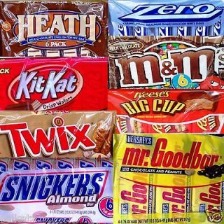 FULL SIZE CHOCOLATE CANDY BARS & M&MS CANDIES (6 PACK) ~MANY CHOICES 