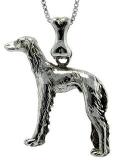   Silver Saluki Terrier Pendant Charm High Quality 925 3D Canine Dog