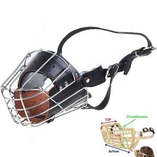 Steel Cage Style Dog Basket Wire Muzzle Protective Snout Cover Leather 