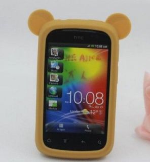 Brown A310E Panda Dog Ear Silicone Back Cover Case For HTC EXPLORER 