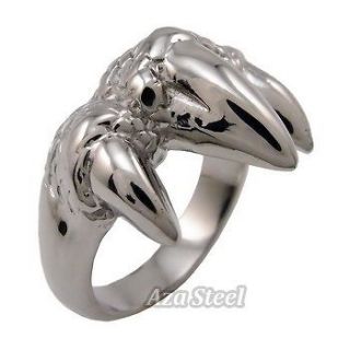 Mens Silver Dragon Claw Stainless Steel Ring US Size 9, 10, 11, 12