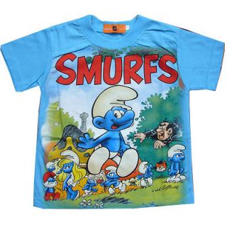 New The Smurfs Blue Cotta Sleeve T SHIRT #189 size 8 Lovely For Age 7+