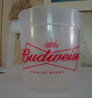 Budweiser and Bud Light Plastic Beer Pitcher 48 Oz Graphic on each 