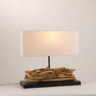 Driftwood Table Lamp 16 With Natural Rectangular Shade New