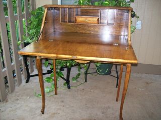 Antique Maple Drop Lid Ladies Writing Desk