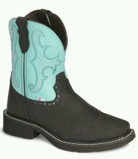 Justin Gypsy boots style blue black square steel toe size 9B