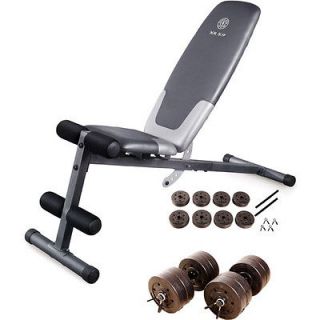   Gym Utility Incline Bench with 40 lbs Cement Dumbbell Set Adjustable