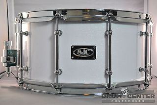 SJC Custom Maple Snare Drum   7x14   True White Glass Glitter