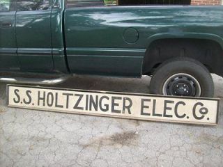 antique wooden sign S.S. HOLTZINGER Electric Co Red Lion PA