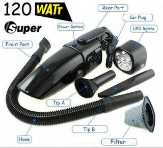   Super Power Car Vacuum Cleaner Wet/Dry 12 Volt LEDs Light Bonus