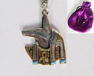 NEW ANUBIS EGYPTIAN PENDANT NECKLACE Jewels of Atum Ra in a satin 