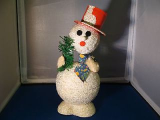   Snowman Paper Mache Candy Container Rare Bobblehead Western Germany