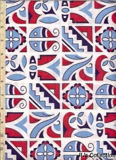 Red White Blue Floral Fish & Designs FEEDSACK