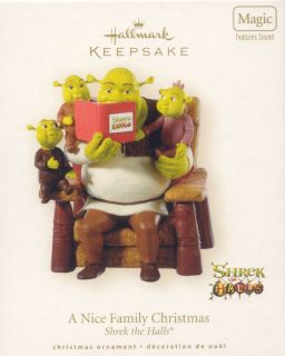 SHREK,A NICE FAMILY CHRISTMAS,YR 2008 HALLMARK ORNAMENT,FEATU​RES 