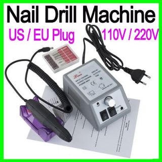 Electric Nail Art Manicure Pedicure Drill Machine File Bits Kit 10W 