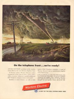 vintage Western Electric TORNADO Telephone Pole UTILITY LINES Storm 