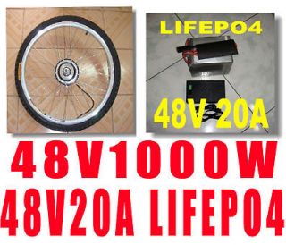 1000W 48V ELECTRIC BICYCLE MOTOR KIT + 20AH LIFEPO4