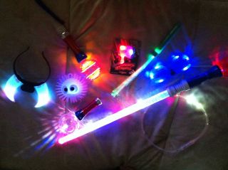 Lot 9 Neon Light Up Rave LED Blinking Flash Glow Toy Spinning Sword 