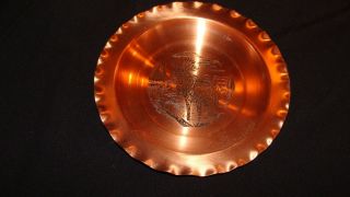 Scalloped edge small Tray with Moose Fantasy Copperware Hand Wrought 