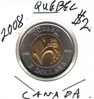 2008 Canada Elizabeth II with Quebec Uncirculated $2 Twoonie Coin