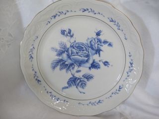 Gibson China Blue Rose Dinner Plate With Gold Trim 10 Inch
