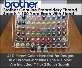 Brother Embroidery Thread 61 needed Colors 1100 yds Mini King +free 