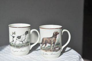 Set of two English mugs   English Pointer and Golden Retriever