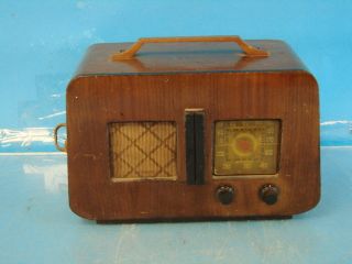   Antique Tube Radio Deco Brown Wood Case Table Top Shelf Parts Repair