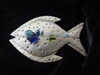Lovely Fish Brooch/Pins Cara Stimmel Chrome Metallic Enamel Clown 