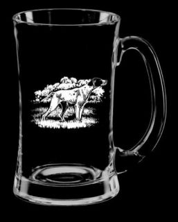 GLASS PINT BEER TANKARD   with ENGLISH POINTER Dog Gift
