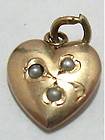Antique 900 Silver Seed Pearl Puffy Heart Mourning Charm