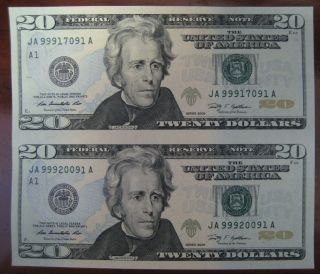 Uncut $20 Dollar Bills Series 2009 Real U.S. Paper Money