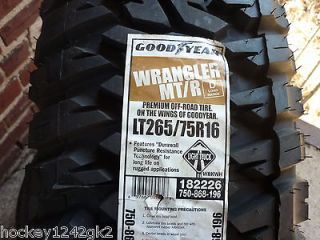 New LT 265 75 16 Goodyear Wrangler MT/R 8 Ply Mud Tires