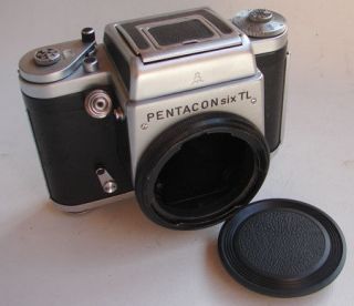 PENTACON six TL camera body with Waist Level finder + front cap, EXC.