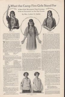 FP 1912 CAMP FIRE GIRLS INDIAN SPIRIT GULICK COSTUME BEAD SCOUT KANSAS 
