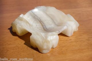 EXQUISITE VINTAGE ALABASTER MARBLE MEXICO ASHTRAY MAYAN