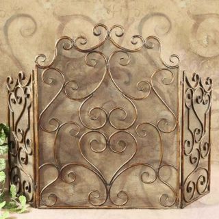FRENCH TUSCAN ITALIAN 3 Panel SCROLL FIREPLACE SCREEN ~ GORGEOUS