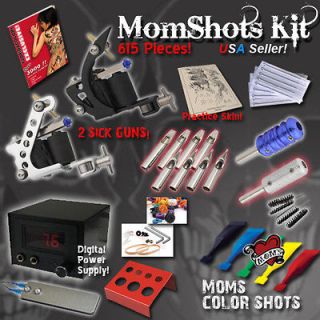 Tattoo Kit Machine Set 3 Gun Equipment Digital Power Supply 7 US Ink