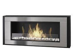 Modern Fireplace Bio Gel Ethanol Wall Mount Black and Stainless