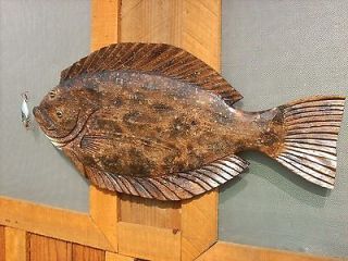 24 FLOUNDER CHAINSAW WOOD CARVED SALTWATER OCEAN FISH MOUNT SHORE 