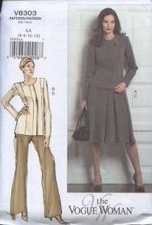 Vogue Pattern #8303 Misses Wardrobe Fitted, unlined jackets, pants 