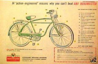 1956 AMF Roadmaster Bicycle/Bike Flying Falcon~Cleveland Welding 