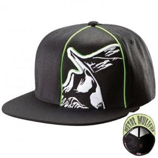   CLIP BLACK LIME GREEN FLAT BILL FLEX FIT HAT CAP NEW RARE L/XL