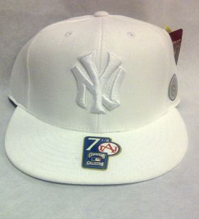 NEW YORK YANKEES LOFTED LOGO WHITE FLAT BILL FITTED CAP
