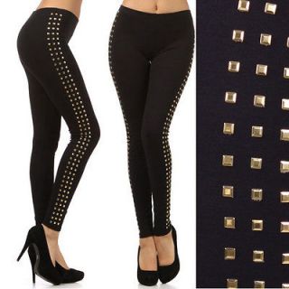 New  Sexy GOLD STUDED Sassy Lady Fashion Leggings Pants Tights S M L